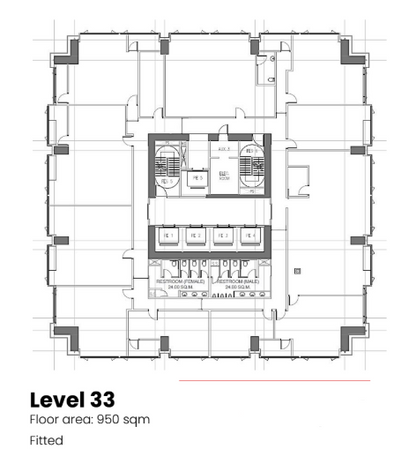 Alphaland Corporate Tower, Makati – 33rd Floor · 950 sqm · Fully Fitted Office Office for Lease